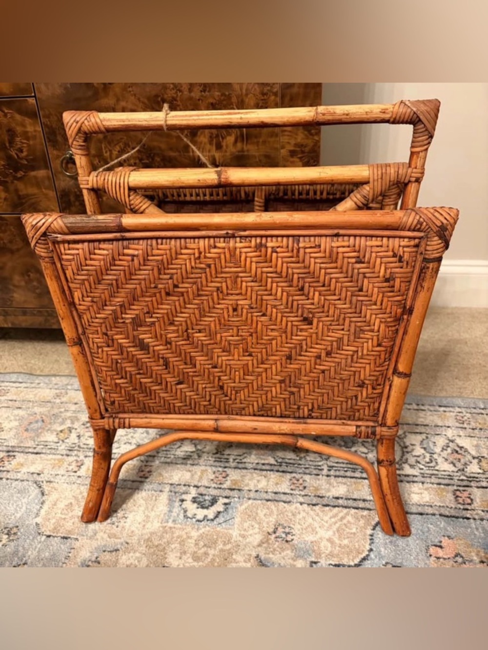 Woven Rattan Magazine Rack - Natural Brown